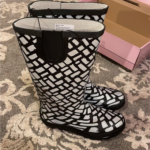 chic boho Rain Boots cape cod style htf print - Picture 4 of 4